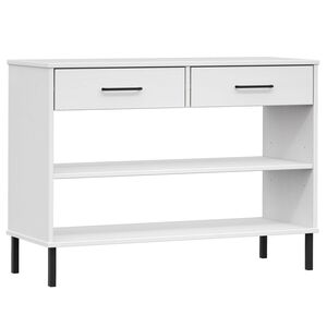 vidaXL M&oacute;vel consola c/ pernas de metal pinho maci&ccedil;o OSLO branco