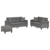 vidaXL 3 pcs conjunto sof&aacute;s c/ almofadas microfibra cinza-escuro