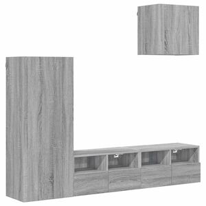 vidaXL 4 pcs m&oacute;veis de parede p/ TV derivados de madeira cinza sonoma