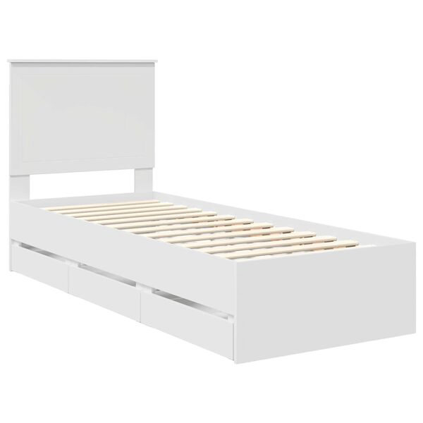 vidaXL Estrutura da Cama Branco 75 x 190 cm Madeira de Engenharia