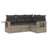 vidaXL 4 pcs conj. sof&aacute;s jardim c/ almofad&otilde;es vime PE cinzento-claro