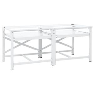 vidaXL Suporte m&aacute;q. lavar roupa duplo c/ prateleiras extra&iacute;veis branco