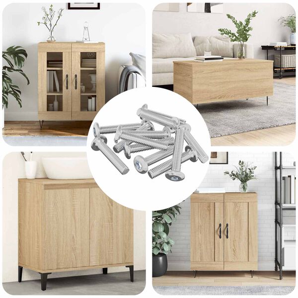 vidaXL Parafuso de Bloqueio de Cabe&ccedil;a 12 pcs Prateado M6 x 35 mm A&ccedil;o