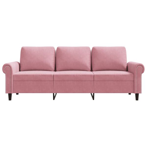 vidaXL Sof&aacute; de 3 lugares 180 cm veludo rosa