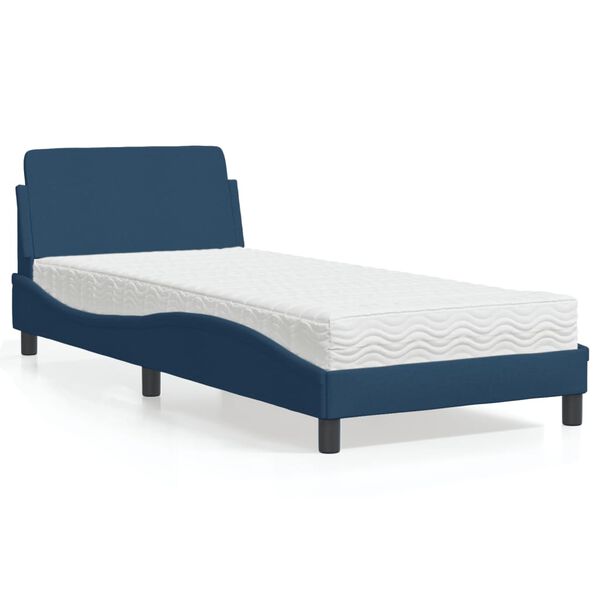 vidaXL Cama com colch&atilde;o Dover 80x200 cm tecido azul