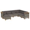 vidaXL 7 pcs conjunto sof&aacute;s p/ jardim c/ almofad&otilde;es vime PE cinzento