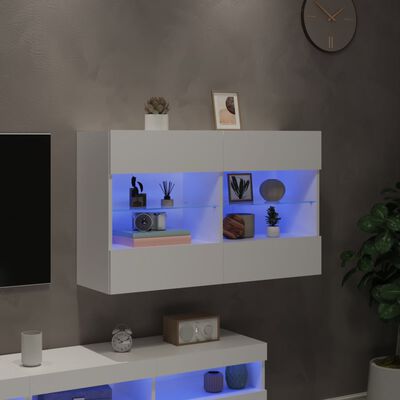vidaXL Móvel de parede para TV com luzes LED 98,5x30x60,5 cm branco