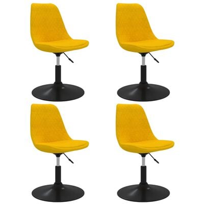vidaXL Cadeiras de jantar giratórias 4 pcs veludo amarelo