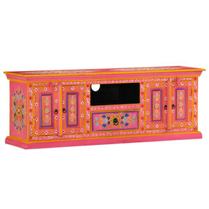 vidaXL M&oacute;vel de TV 110x30x40 cm madeira de mangueira maci&ccedil;a rosa