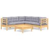 vidaXL 6 pcs conjunto lounge de jardim + almofad&otilde;es cinza pinho maci&ccedil;o