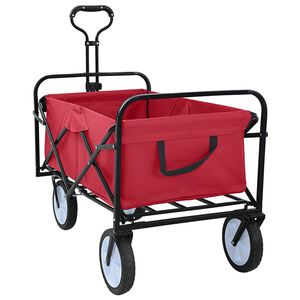 vidaXL Carrinho de Compras Dobr&aacute;vel com Freios Vermelho Tecido Oxford