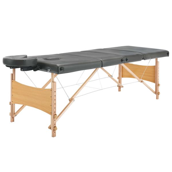 vidaXL Mesa massagens c/ 4 zonas estrutura madeira 186x68cm antracite