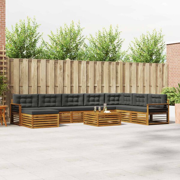 vidaXL Conjuntos de sof&aacute;s com almofada 9 pcs Natural e Antracite