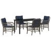 vidaXL Conjunto de Jantar para Jardim 5 unid. Cinza e Preto Vime