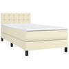 vidaXL Cama box spring c/ colch&atilde;o/LED 90x200 cm couro artificial creme