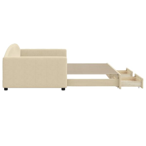 vidaXL Sofá-cama com gavetão e gavetas 100x200 cm tecido cor creme