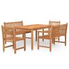 vidaXL 5 pcs conjunto de jantar p/ jardim madeira de teca maci&ccedil;a