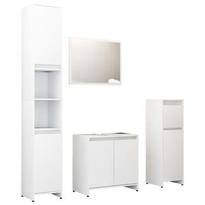 vidaXL 4 pcs conjunto de m&oacute;veis de casa de banho contraplacado branco
