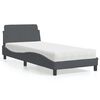 vidaXL Cama com colch&atilde;o Dover 90x200 cm veludo cinzento-escuro