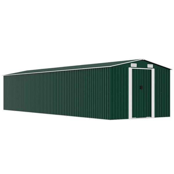 vidaXL Abrigo de jardim 257x990x181 cm a&ccedil;o galvanizado verde