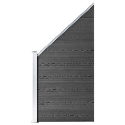 vidaXL Conjunto de painel de vedação WPC 1484x(105-186) cm preto