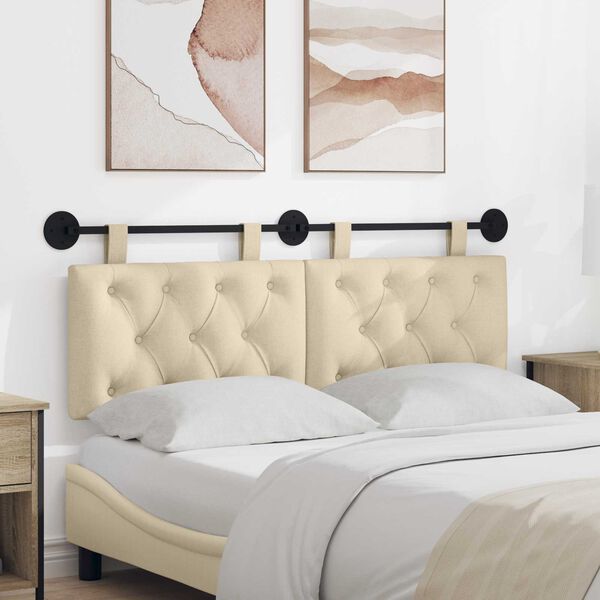 vidaXL Cabeceira Suspensa Creme 150 x 55 x 7 cm tecido