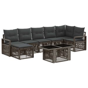 vidaXL Conjunto de Sof&aacute; de Jardim 8 unid. Cinza e Cinza Escuro vime PE
