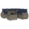 vidaXL Conjunto de sof&aacute; de jardim com 6 pe&ccedil;as e almofadas em rattan sint&eacute;tico cinza