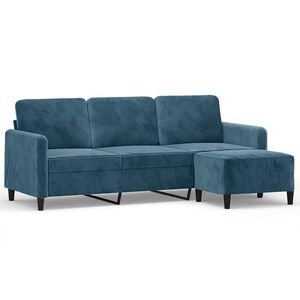 vidaXL Sof&aacute; de 3 lugares com apoio de p&eacute;s 180 cm veludo azul