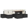 vidaXL Conjunto de Sof&aacute; de Jardim 7 pcs Preto Rattan Sint&eacute;tico