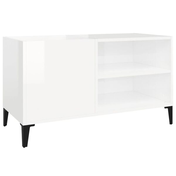 vidaXL Arm&aacute;rio p/ discos 84,5x38x48 cm deriv. madeira branco brilhante