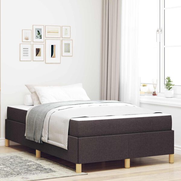 vidaXL Estrutura da Cama com colch&atilde;o Marrom Escuro 120 x 200 cm tecido