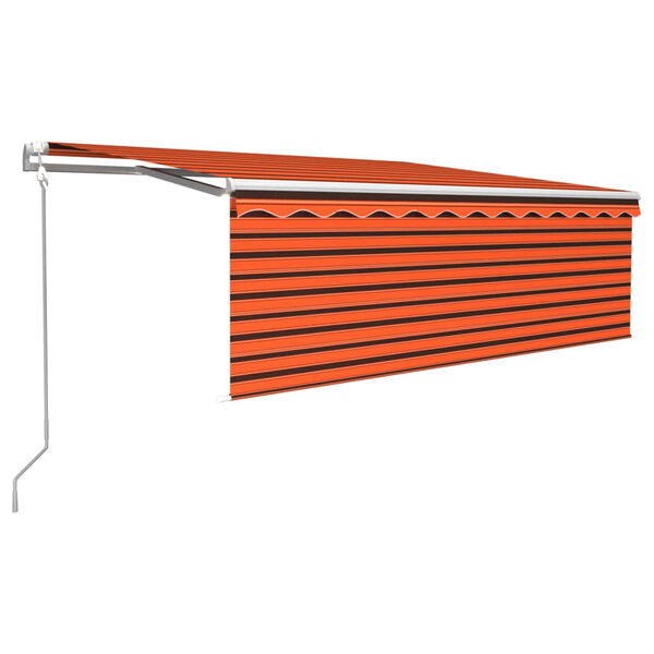 vidaXL Toldo autom. LED e sensor de vento 4,5x3 m laranja e castanho