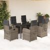 vidaXL 7 pcs conjunto de jantar p/ jardim c/ almofad&otilde;es vime PE cinza