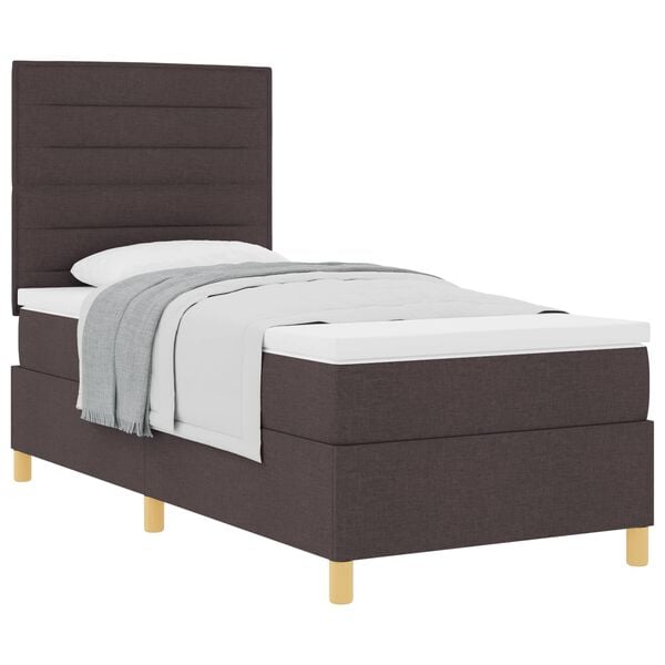 vidaXL Cama Box com colch&atilde;o Marrom Escuro 80 x 200 cm tecido
