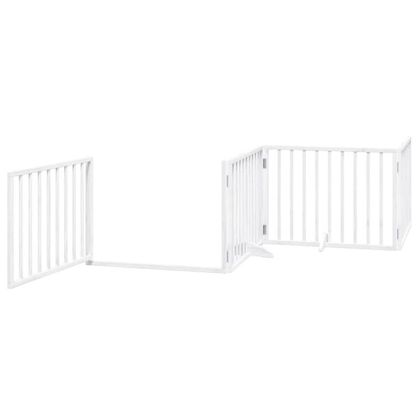 vidaXL Port&atilde;o p/ c&atilde;es com porta dobr&aacute;vel 6 pain&eacute;is 480 cm &aacute;lamo branco