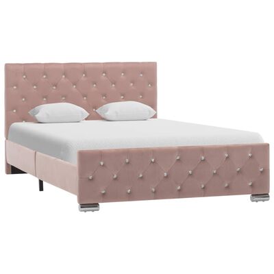 vidaXL Estrutura de cama 120x200 cm veludo rosa