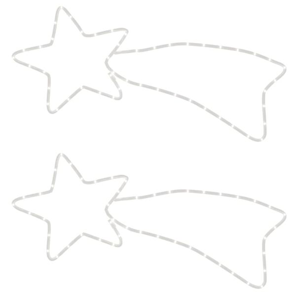 vidaXL Figura estrelas cadentes +48 LEDs 2pcs 65x28cm branco quente