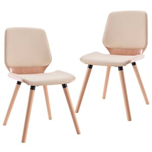 vidaXL Cadeiras de jantar 2 pcs couro artificial cor creme
