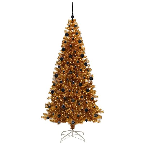 vidaXL &Aacute;rvore de Natal com 300 LEDs com suporte Ouro 210 cm PET