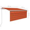 vidaXL Toldo retr&aacute;til autom&aacute;tico com estore 3,5x2,5 m laranja/castanho