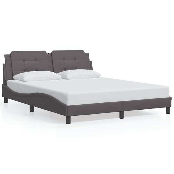 vidaXL Estrutura de cama sem colch&atilde;o Zadar couro artificial 160x200cm cinzento