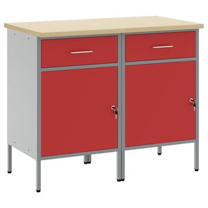 vidaXL Arm&aacute;rio de Trabalho 2 unid. Vermelho e Cinza 100 x 55 x 85 cm