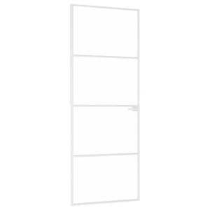 vidaXL Porta interior 76x201,5cm vidro temperado/alum&iacute;nio fino branco