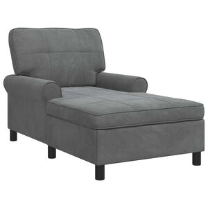 vidaXL Chaise Lounge com almofada Cinza Escuro 91 x 157 x 91 cm Veludo