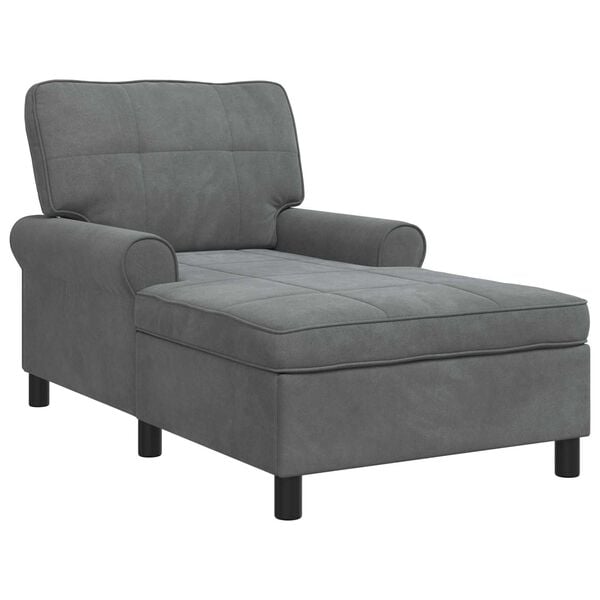 vidaXL Chaise Lounge com almofada Cinza Escuro 91 x 157 x 91 cm Veludo