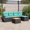 vidaXL 6 pcs conjunto sof&aacute;s de jardim c/ almofad&otilde;es vime PE preto