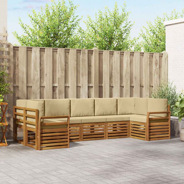 vidaXL Conjuntos de sof&aacute;s com almofada 7 pcs Natural e Bege