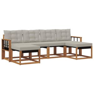 vidaXL Conjunto de Sof&aacute;s para Exterior 6 pcs Cinza Natural e Claro