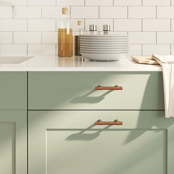 vidaXL Puxadores para móveis 10 pcs 64 mm aço inoxidável bronze